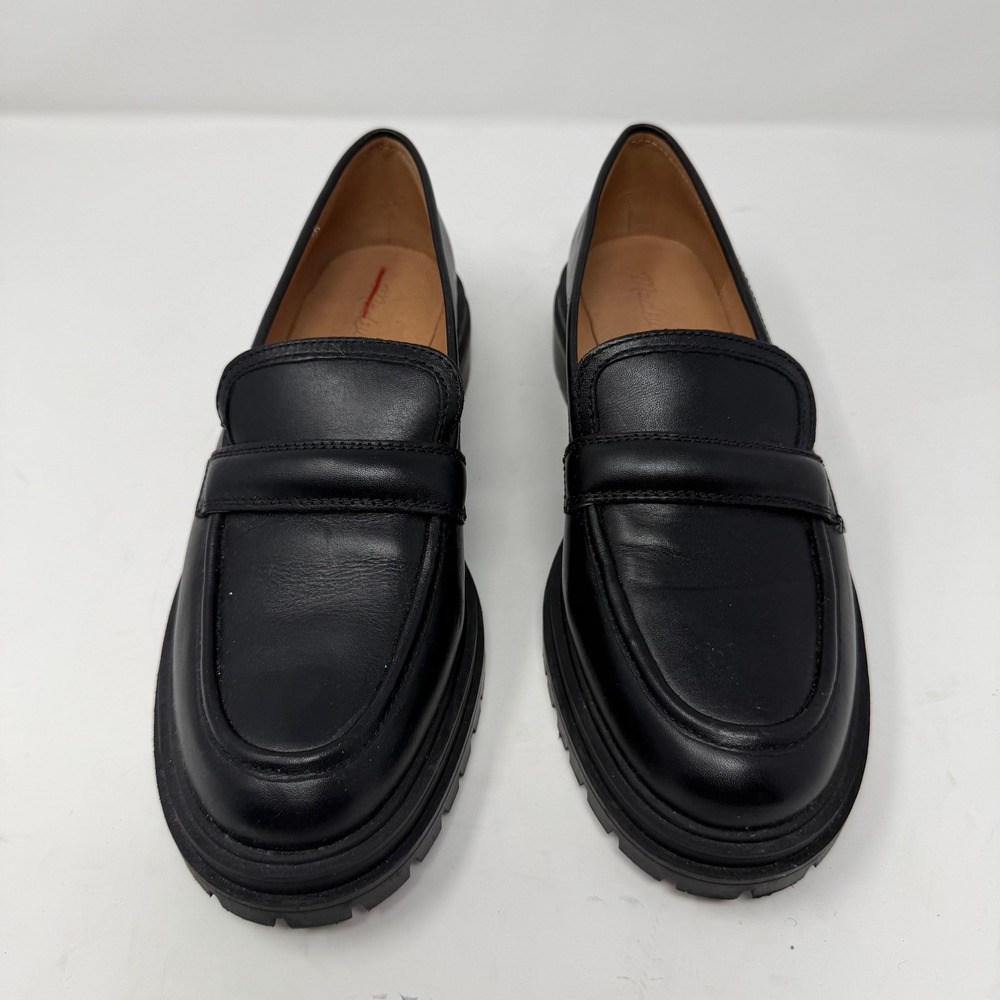 Madewell Bradley Lugsole Loafer Leather Black Chunky Penny Shoe Women Size 8.5